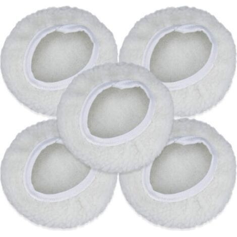 Lot de 5 Bonnet de Polissage, 125-150mm Kit Auto Disque Polissage Bonnet en Laine Tampons de Cirage pour la Plupart des Polisseurs de Voiture