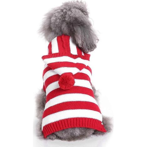 Pull rayé pour chien, vêtements doux et confortables pour les fêtes d'Halloween et de Noël. (1/5)