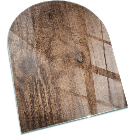 Funkenschutzplatte für Kamin Schutzplatte Design Hartglas Dekorative Glasbodenplatte Glasboden Motiv Naturholzmuster 80x70 cm