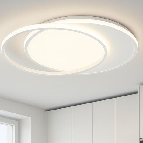 Plafoniera moderna top light mercury 1224 80 led cct switch metallo, finitura metallo bianco
