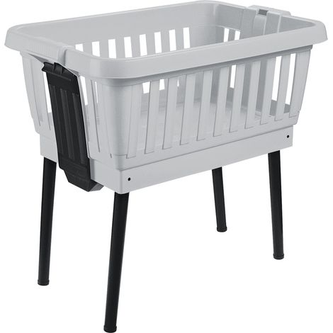 Tontarelli Wäschekorb mit ausklappbaren Beinen Amico 50 L hellgrau 64x43x61 cm