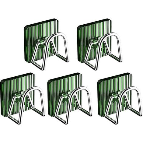 Abtropfgestell mit Haken, kein Bohren erforderlich, U-förmiges Design, robust, mit Schwammhalter und Geschirrtuchablage, Küchenaccessoire – 5er-Set – Grün (1/5)
