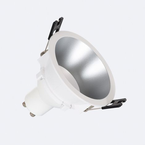 Foco Downlight Cónico GU10 6W Corte Ø 75 mm PC No Flicker 4000K Plateado Blanco Neutro