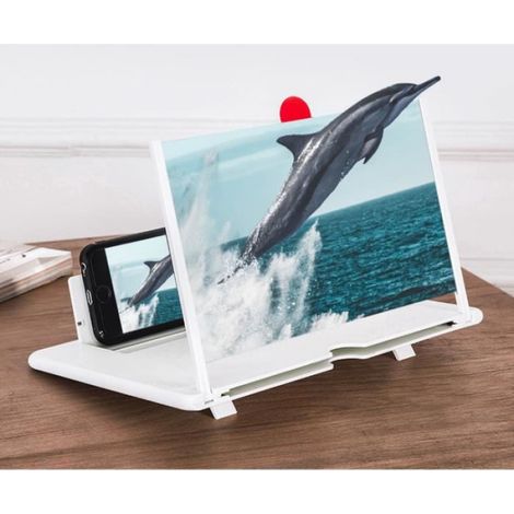 Loupe D'écran - 12 Pouces - Pour Smartphone - HD - Support Pliable - Blanc (1/3)