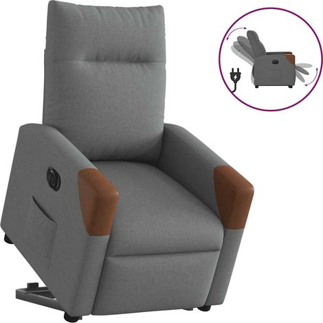 Relaxsessel mit Aufstehhilfe Elektrisch Dunkelgrau Stoff