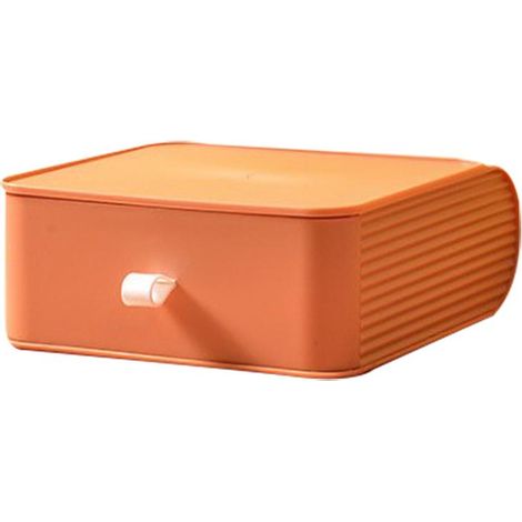 Soavoa Boîte de Rangement à Tiroirs en PP, Organisateur de Bureau avec Poignée en Silicone, pour Cosmétiques et Fournitures Scolaires, Orange (1/4)