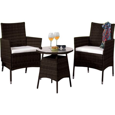 3 Piece Rattan Garden Furniture Set in Chocolate with Waterproof Cover