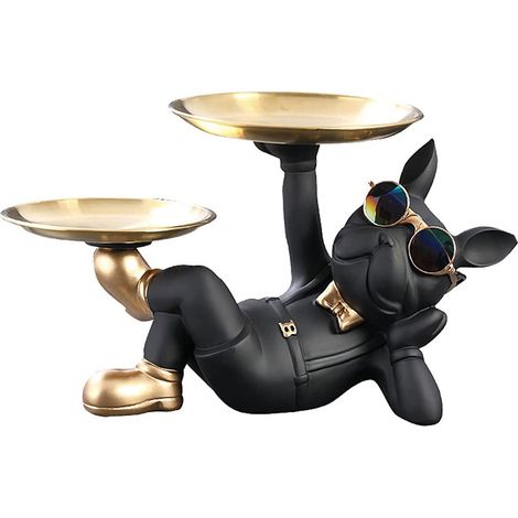 Bulldog Tray Decorative French Bulldog Decorative Figure Animal Sculpture Storage Bench Dog Sculpture Bulldog Storage Box Resin Decorative Sculpture Desktop Ornament (1/5)