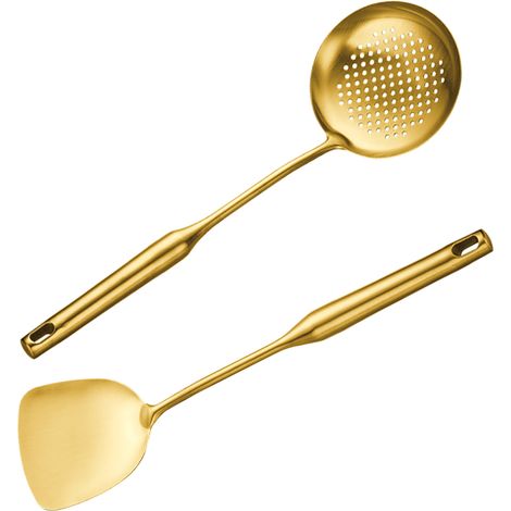 Cuillère À Faire Frire - Spatule En Acier Inoxydable - Pour Cuisine Maison Et Professionnelle - Lot De 2 (1/5)