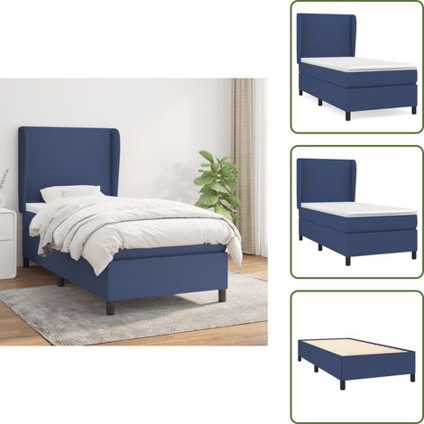 Letto con materasso a molle insacchettate - vidaXL Giroletto a Molle con Materasso Blu 90x200 cm inTessuto - Letto con materasso morbido