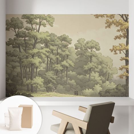Carta Da Parati Non Tessuto - Con Colla Gratuita - Con Motivi Moderni - Design Elegante Per Pareti Idillio nella foresta 104x70 cm (1/5)