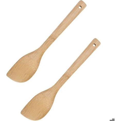 Un ensemble de deux spatules en bambou, adaptées à la cuisson au wok et aux sautés ustensiles de cuisine en bambou naturel. (1/2)