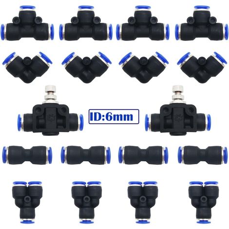Connecteur Pneumatique Rapide, Lot 18, Y T L I, Tube 6 mm PU PE Nylon, Kit Raccord, pour Maison et Jardin (1/5)