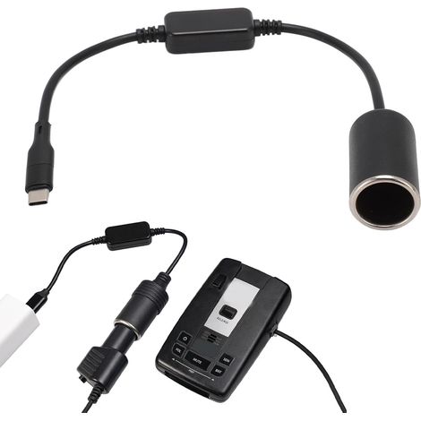 Adaptateur de Prise Allume-Cigare USB C Mâle à 12V, Convertisseur de Câble, Alimentation Facile pour Accessoires électroniques de Voiture (1/5)