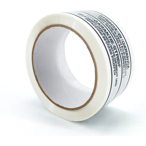 IMBALLAGGI 2000 - Nastro Adesivo Pacchi Bianco + Striscia di Garanzia in Polipropilene, 1Pz 5cm x 66mt x 76 mm, Nastro Imballaggio per Spedizioni e Traslochi Resistente, Durevole a Strappo Silenzioso