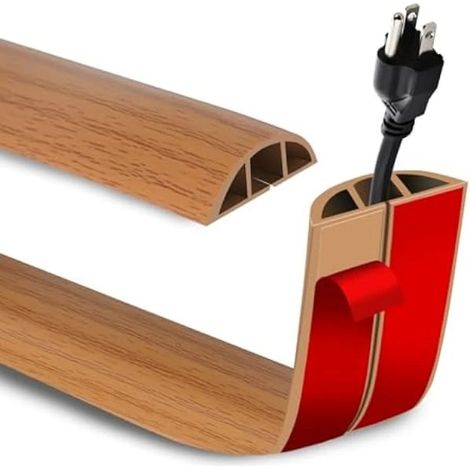 [LCS] Cache-câbles de sol, solution de gestion des câbles avec protection, cache-câbles auto-adhésif pour sol, finition bois brun, 3M (1/5)