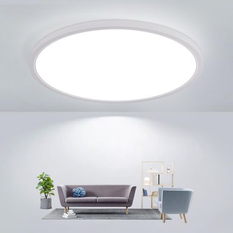 Plafonnier LED Extra-Plat Rond 30cm Blanc 6500K 24W IP44 - Éclairage Salle de Bain Humide, Balcon, Garage et Intérieur (1/5)
