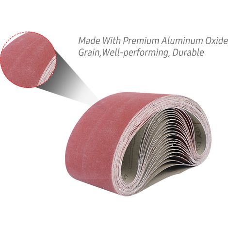 Lot de 10 bandes abrasives 30 x 300 mm (2 de chaque grain : 120, 240, 400, 800 et 1000) en oxyde d'aluminium Papier de verre pour ponceuse à bande (1/2)