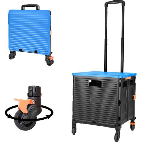 Chariot de Courses Pliable avec Couvercle résistant à l'usure Roue rotative silencieuse à 360° et poignée en métal réglable Chariot de Coffre Pliable capacité de Charge de 45 kg Portable et Durable (1/5)