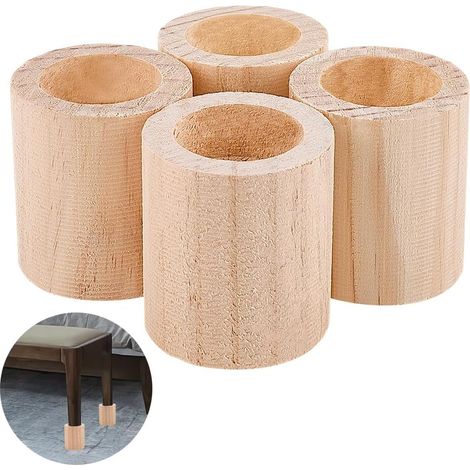 4Pcs Rehausseurs de Lit en Bois à Cylindre 39mm Rehausseurs de Meubles en Bois ID 60x70mm Pieds Solides en Wood Rehausseurs de Cylindre Wood pour DIY Peinture Canapé Chaise Table (1/5)