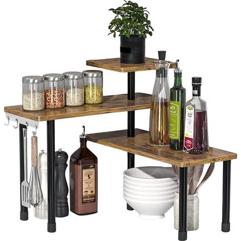 Étagère d'angle de cuisine, salle de bain, table d'angle, étagère multi-animaux, tridimensionnelle, gain de place, étagère à épices, étagère cosmétique, porte-gobelets, pour cuisine, bureau (1/5)