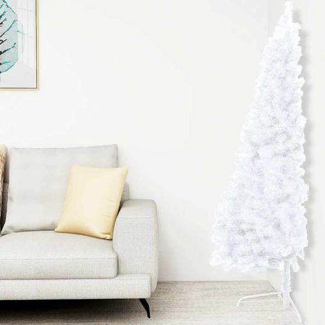 Demi-Sapin de Noël artificiel Arbre de Noël avec LED et boules Blanc 150 cm 95011 (1/5)