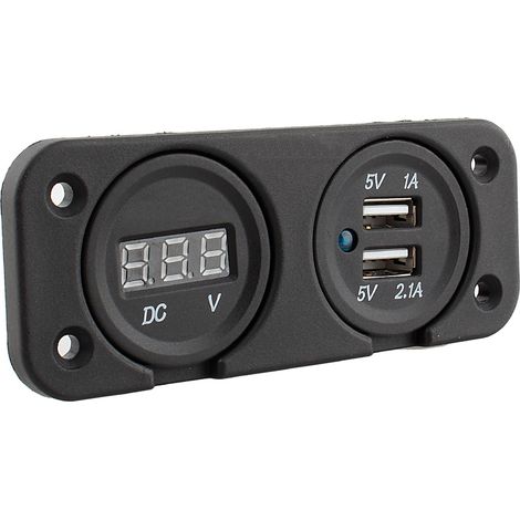 Digitales LED-Voltmeter mit zwei USB-Anschlüssen und 12V-24V-Ladegerät für Auto, Boot und Schiff (1/5)