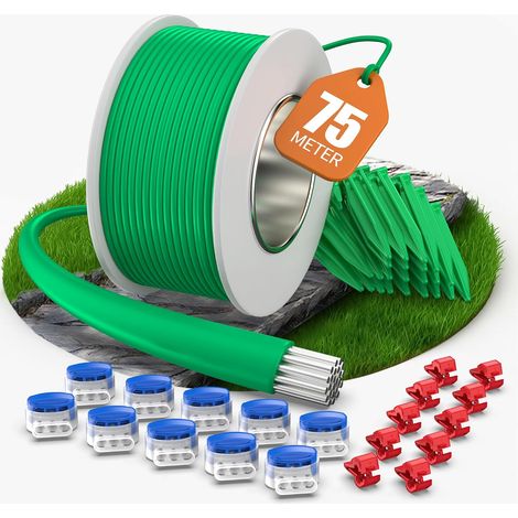 75m Câble Périphérique pour Robot Tondeuse, Kit Universel  Kit de Fil Périphérique avec 50 Piquets, 10 Connecteurs, 10 Bornes de Connexion, Compatible avec V11 (1/5)
