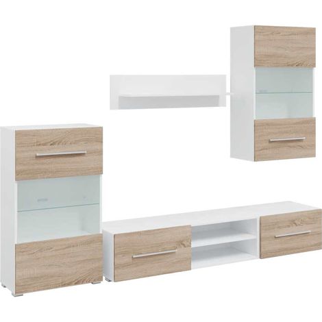 Maison Exclusive - 5-tlg. Wohnwand mit LED-Beleuchtung Sonoma-Eic