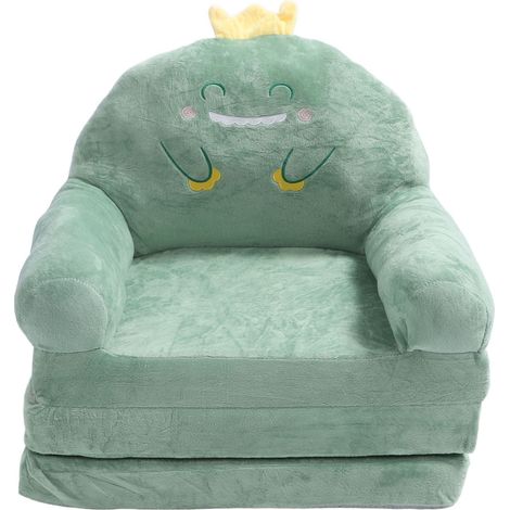 Canapé pour enfants, dessin animé dinosaure vert, pliable, poignée large, doux et respirant, chaise pour tout-petits, lecture, sommeil relaxant, 3 plis (1/5)
