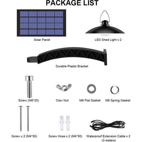Suspension solaire double tête étanche pour extérieur, abri de jardin, lampe LED rechargeable à éclairage automatique, idéale pour la sécurité dans la cour, le jardin, la terrasse, le portail ou la ru (1/5)