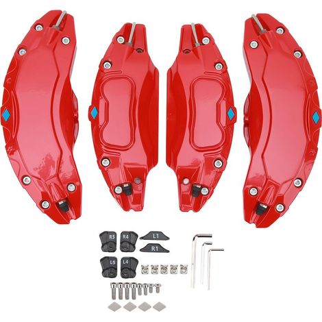 4 pièces 19in 20in étrier de moyeu de roue couvre en alliage d'aluminium frein à disque étrier garde protecteur couverture remplacement pour Tesla modèle Y rouge (1/4)