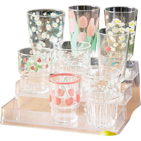 Présentoir à trois niveaux en acrylique transparent pour cuisine et salle de bain (1/5)