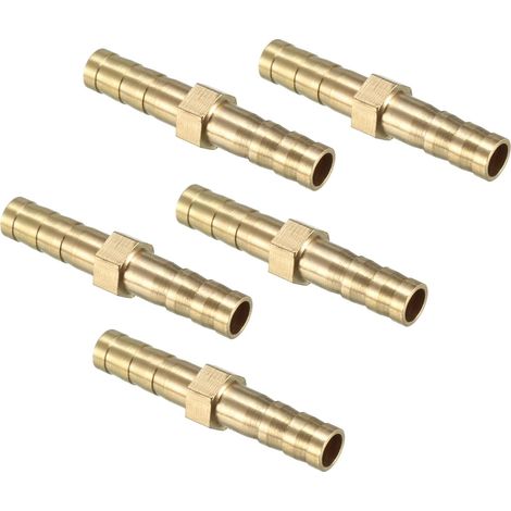 6mm Dia Laiton Droit Barbillon Tuyau Raccord cannelé 5PCS Doré (1/5)