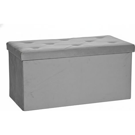 Pouf Contenitore Pieghevole in Tessuto grigio Cassapanca Imbottita Salvaspazio 76x38x38 cm grigio Elegante per Camera, Soggiorno o Ingresso