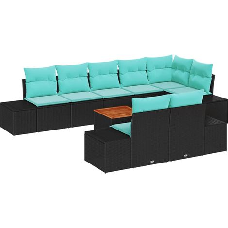 Garden Sofa Set 9 pcs Black and turquoise vidaXL (1/5)