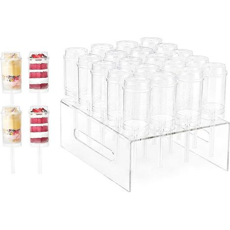 Présentoir à gâteaux Push for Pop à 20 trous avec 24 moules à gâteaux transparents pour desserts et friandises (1/5)