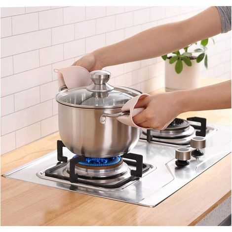 Guanti da forno in silicone spesso / Mini guanti da forno resistenti al calore per proteggere il manico di pentole, fornelli e barbecue (Albicocca) (1/5)