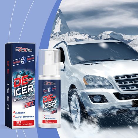 Car de-icing spray, car ice melter, for cleaning and melting snow and ice in winter -- 100ml