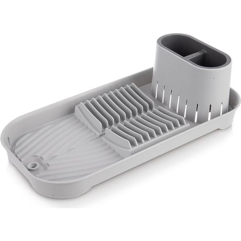 Égouttoir à vaisselle - Gris - Support de vaisselle - Séchoir amovible pour assiettes d'évier -pour 10 assiettes (1/5)