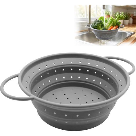 Passoire Pliable en Silicone,26 cm Avec Poignée Passoire Cuisine Pliable pour Nouilles légumes Fruits et Légumineuses Compatible au lave-vaisselle (1/5)