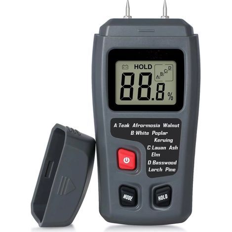 Testeur d'Humidité Bois à 2 Broches Détecteur d'Humidité Numérique avec Écran LCD HD Hygromètre Bois Plage de 0-99.9 % Précision de 0.5% Résolution +/- 0.1% pour bois, buches, béton, carton (1/5)