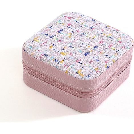 Reise-Schmuckorganizer für Damen – Kleine, tragbare Schmuckschatulle – Ideale Aufbewahrungsbox für Ringe, Ohrringe und Halsketten – Perfektes Geschenk für Frauen und Mädchen – Rosa – Lo (1/5)