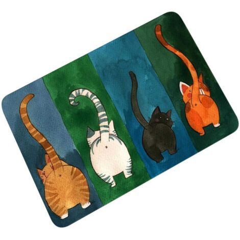 BUNTHAUS Tapis entrée intérieur - 1 pièce, Paillasson antidérapant patron chat PVC 40x60cm - Rectangulaire