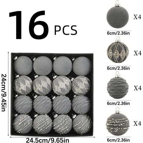 Boules De Noël - Boules En Plastique Flockées - Diamètre 6 cm - Couleur Brun - Pour Arbre De Noël Porte Mur Et Intérieur - 16 Pièces (1/5)