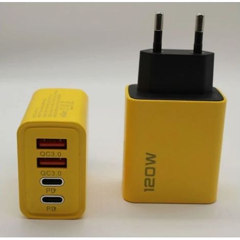 120-W-PD-Schnellladegerät mit mehreren Anschlüssen, zwei USB-Anschlüsse + zwei USB-C-Anschlüsse, europäischer Standard (1/5)