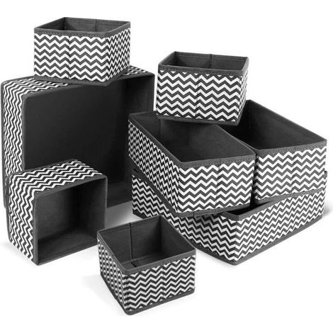 Organisateur de Tiroir Pliable en Tissu Oxford Respirant – Lot de 8 Boîtes de Rangement Ouvertes Idéales pour Jouets, Chaussettes et Sous-Vêtements (1/5)