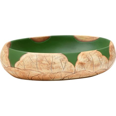 Maison Exclusive - Lavabo da Appoggio Verde e Marrone Ovale 59x40x15 cm Ceramica