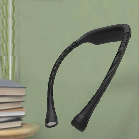 Ahlsen Lámpara de lectura LED para cuello, lámpara de lectura para leer en la cama, 3 colores y 3 niveles de brillo ajustables, recargable y duradera, [Clase energética A++] (Negro) (1/5)