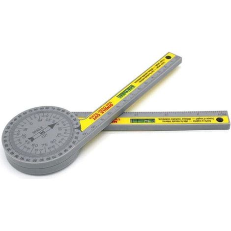 Winkelmesser für Gehrungssägen, 360 Grad, drehbarer Winkelmesser aus Kunststoff, hochpräzises Winkelmessgerät, 7 Zoll (mit Doppellibelle) (1/4)